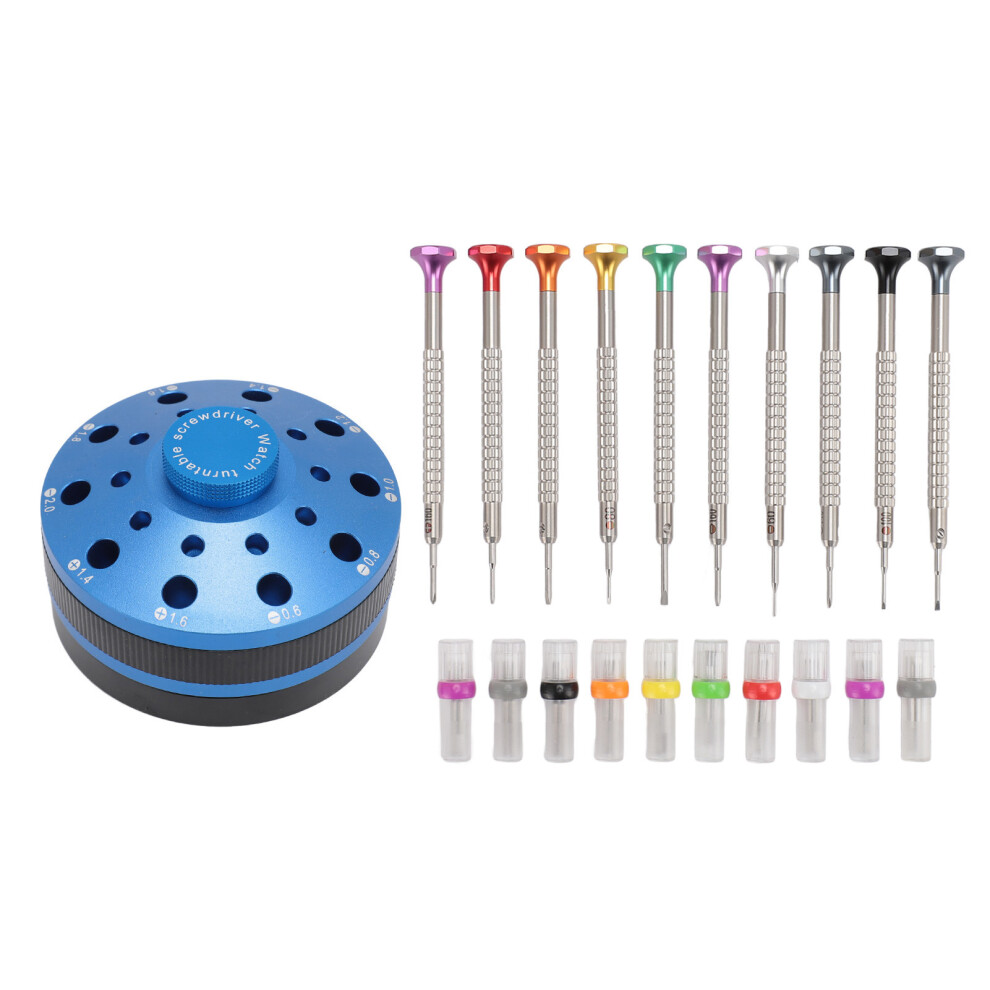 (Grey) 10Pcs Slotted Screwdriver Kit 20Pcs Blades For Eyeglasses Grey 667859190247