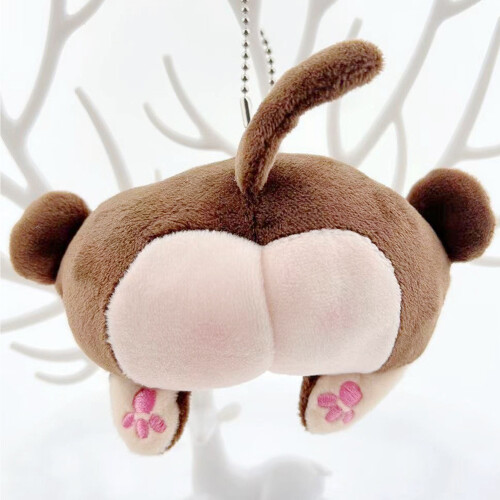 (Monkey) Butt Pillow Plush Doll Soft Portable PP Cotton Keychain Grey Cat 2