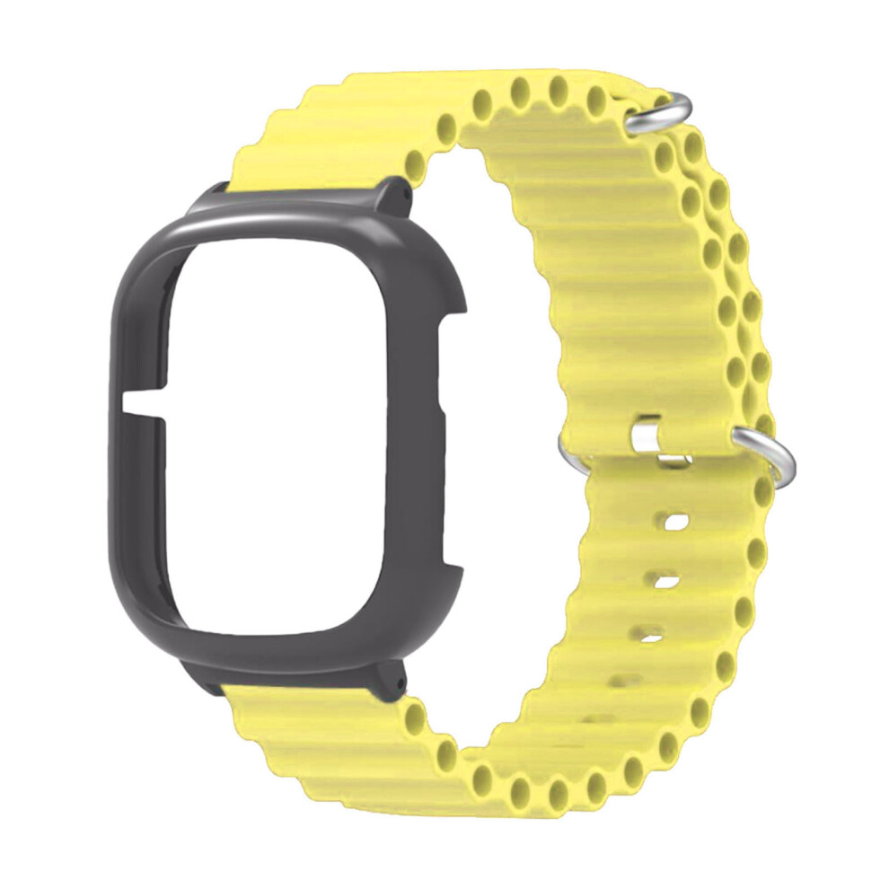(Yellow) Silicone Watch Band With Case For Honor 4 Anti Falling Black Black,Yellow 667859191435