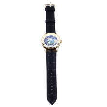 Men Quartz Watch Starry Sky Dial Leather Strap