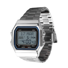 Men Muslim Digital Watch Prayer Reminder Stainless Steel Strap