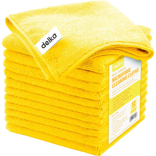 Microfibre Cleaning Cloths (Yellow, 12 Pack)