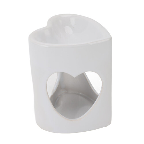 Ceramic Tealight Holder Essential Oil Burner Heart Shape White