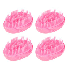 4pcs Rosy Red Egg Shape Detangling Brush Marble Effect Comb