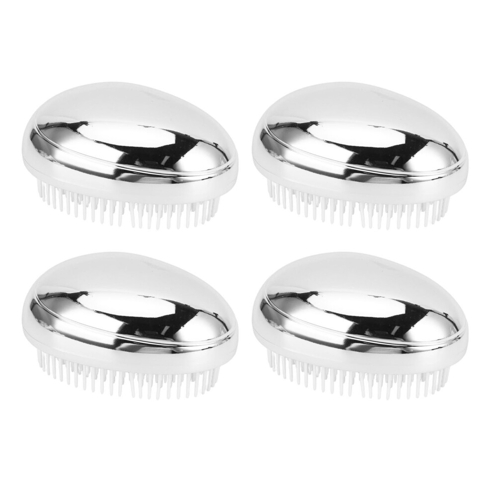 Silver 4Pcs Egg Shape Hair Brush Gentle Detangling Comb
