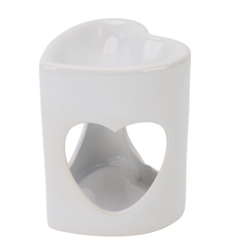 Ceramic Tealight Holder Essential Oil Burner Heart Shape White 2