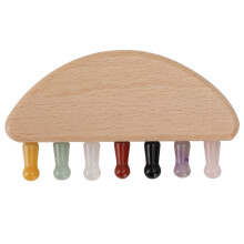 Petttine capelli mezzaluna legno pietra 7 denti