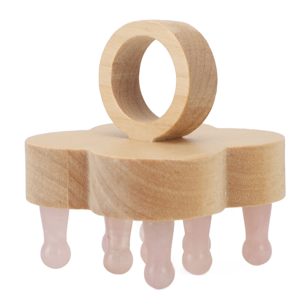 Pink (Pink) Wooden Stone Scalp Massager Ergonomic Relaxation Tool