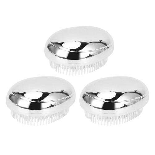 4pcs Silver Egg Shape Hair Brush Gentle Detangling Comb 1