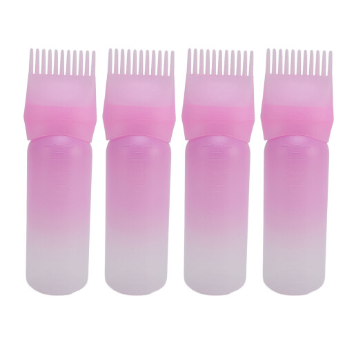 (Gradient Pink) 4x Haaröl-Applikator mit Kamm Pink Skala
