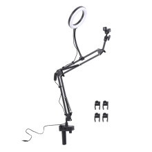 3 Farbtemp. Ringleuchte mit ausziehbarer Arm und Klemme
