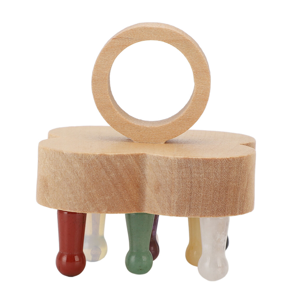 Pink (Colorful) Wooden Stone Scalp Massager Ergonomic Relaxation Tool