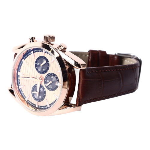 Men Chronograph Quartz Watch 6 Luminous Hands Waterproof PU Strap 2