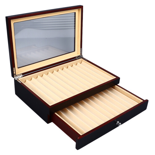23-Slot Double Layer Pen Display Box Transparent Top Black 2