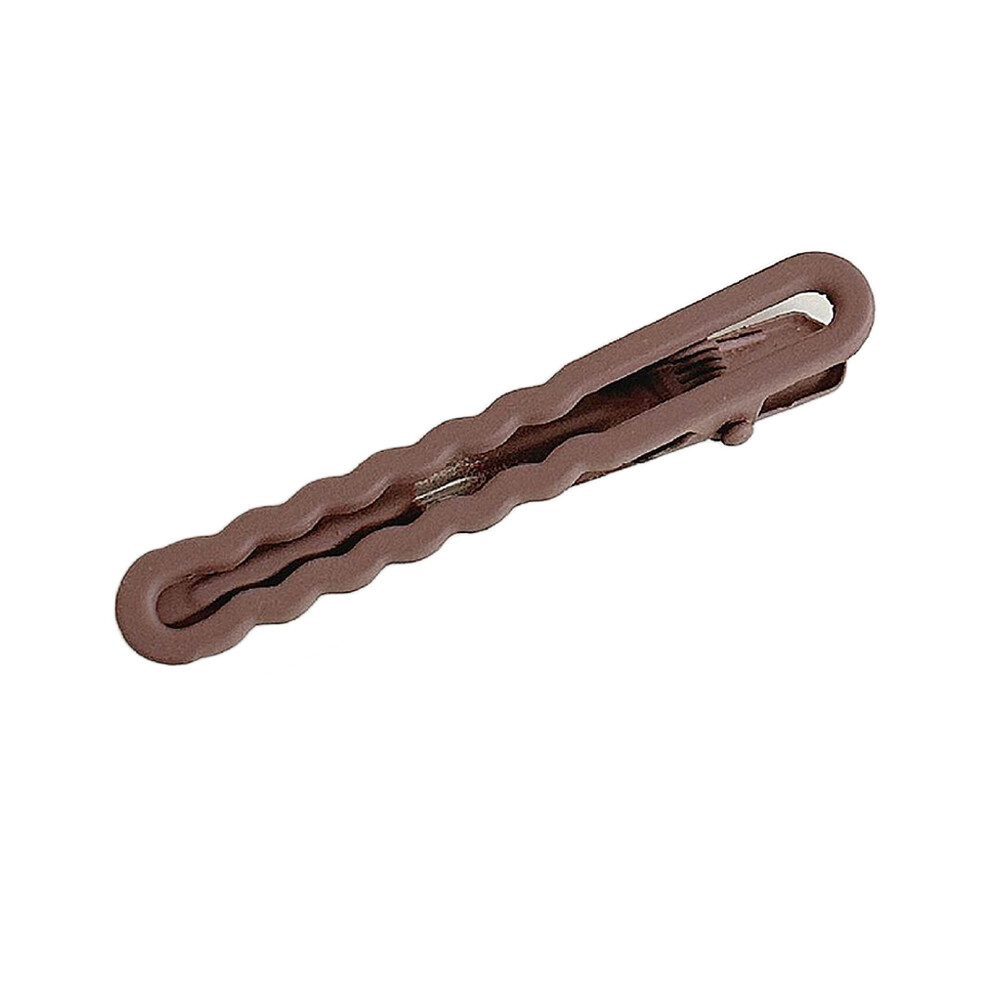 Wave Shaped Duckbill Hair Clip Metal Seamless Dark Coffee