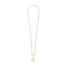 (M) Initial Pendant Necklace Zirconia Stainless Steel Twist Chain