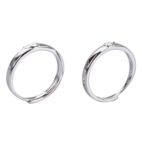 (Adjustable Open Type) 1 Pair 925 Sterling Silver Adjustable Open Ring Wedding Couple 1