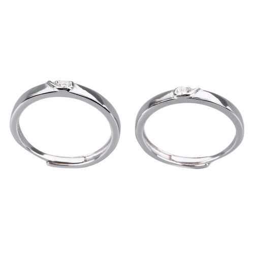 (Adjustable Open Type) 1 Pair 925 Sterling Silver Adjustable Open Ring Wedding Couple 2