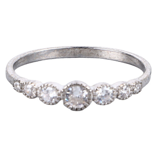 Elegant Silver Wedding Ring with Zircon US Size 6