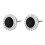 Silver Round Stud Earrings Rhinestone Black 3