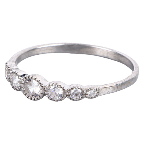 Elegant Silver Wedding Ring with Zircon US Size 6 1