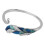 Open Ring S925 Silver Platinum Blue Green Gradient Feather Adjustable 3
