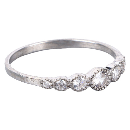 Elegant Silver Wedding Ring with Zircon US Size 6 2