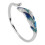Open Ring S925 Silver Platinum Blue Green Gradient Feather Adjustable 4