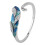 Open Ring S925 Silver Platinum Blue Green Gradient Feather Adjustable 5
