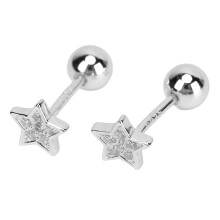 (Platinum Plated 925 Silver) Star Stud Earrings Minimalist Rhinestone 925 Silver Platinum Plated