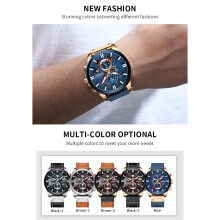 CURREN 8346 Men's Quartz Watch 3ATM Big Dial Luminous Chronograph