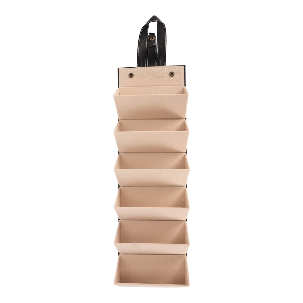 Black 6 Slot Travel Eyeglasses Storage Box Hanging Foldable Pu Leather