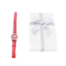 Women Watch Wine Red Mechanical Luminous Hollow Heart Round Dial