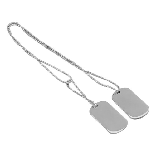 Double Tag Pendant Necklace Men Titanium Steel 2