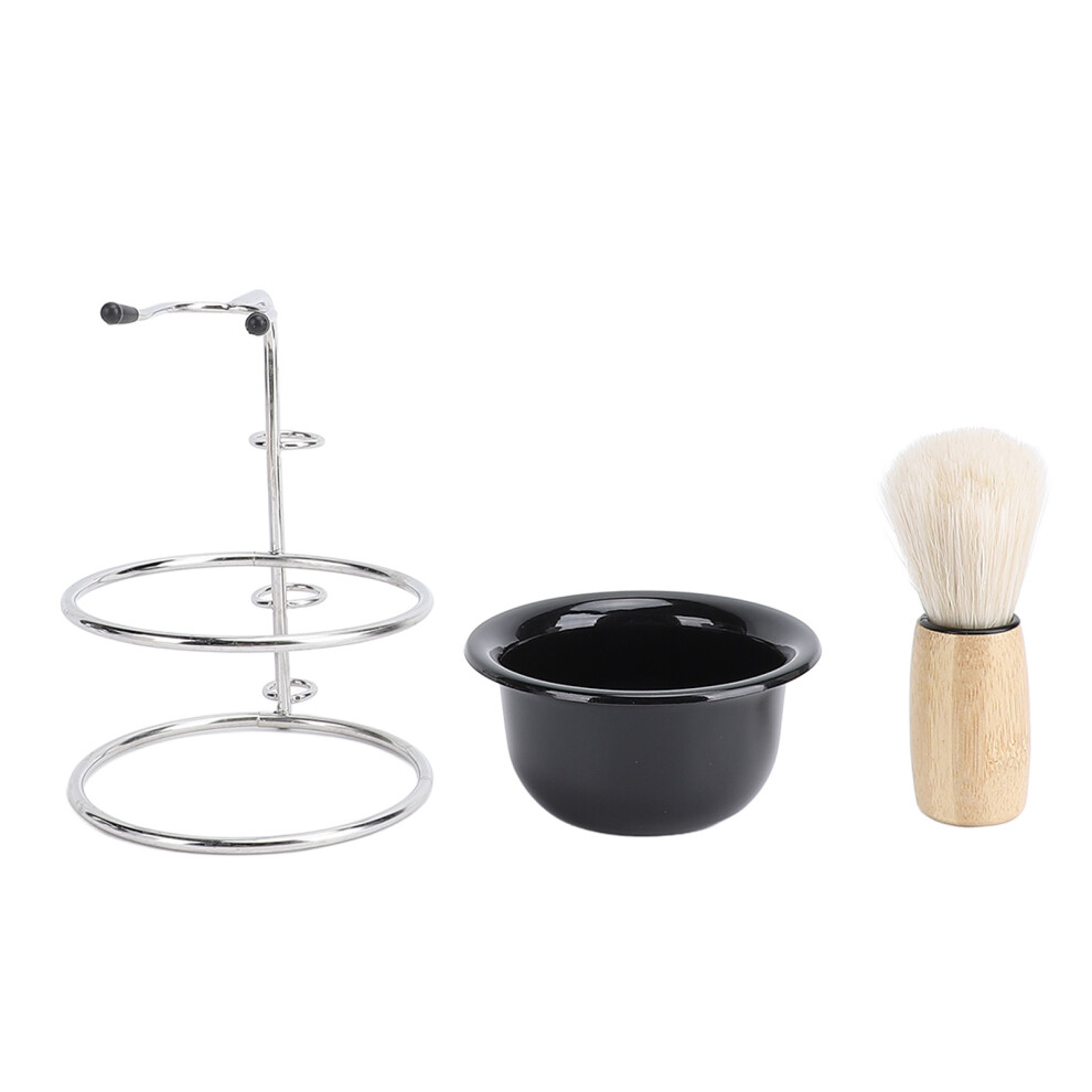 Shaving Brush Set Synthetic Hair Stainless Steel Stand for Men
