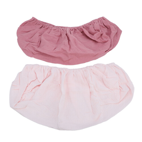 (Light Pink) 2pcs Soft Breathable Changing Pad Cover Solid Color Green Grey 1