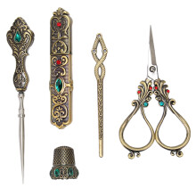 5pcs Embroidery Scissors Kit Alloy Vintage with Thimble Threader