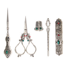 5pcs Embroidery Scissors Kit Alloy Thread Scissors Vintage Silver