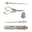 5pcs Embroidery Scissors Kit Alloy Thread Scissors Vintage Silver 5