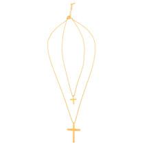 Cross Necklace Titanium Steel Double Layer Glossy Gold