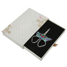 Vintage Butterfly Embroidery Scissors Ergonomic Silver Green Purple