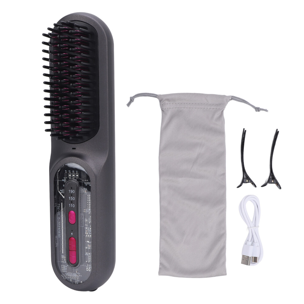 Cordless Hair Straightener Comb 3 Heat Settings USB Rechargeable