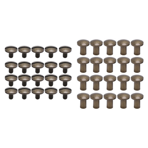 20x Antique Bronze Arc Slotted Rivets 8x7mm DIY Bookbinding