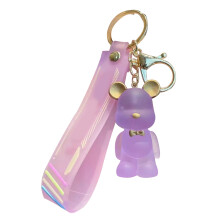 (Purple) Cute Bear Keychain Backpack Pendant Car Keyring Yellow Kids Gift