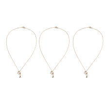 3Pcs Clavicle Chain Heart Pendant Copper Zircon Necklace Dating Party