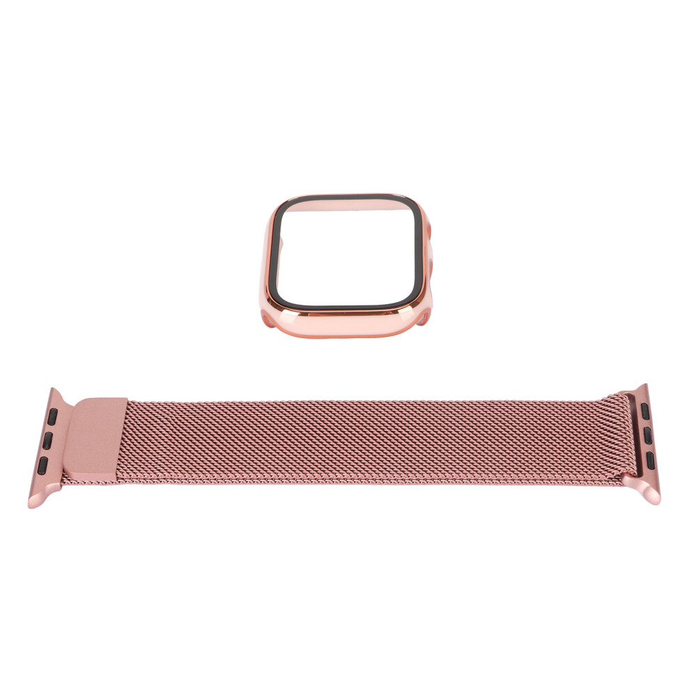 (Pink) Pc Case With Tempered Glass For Iwatch 45Mm White Pink,White 667859196980