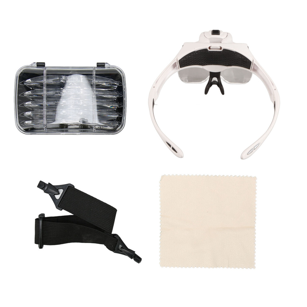 Head Mounted Magnifying Glass 2pcs LED Light Adjustable Rechargeable