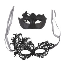 (Black) 2x Glitter Halfmasker Goud Voor Feest
