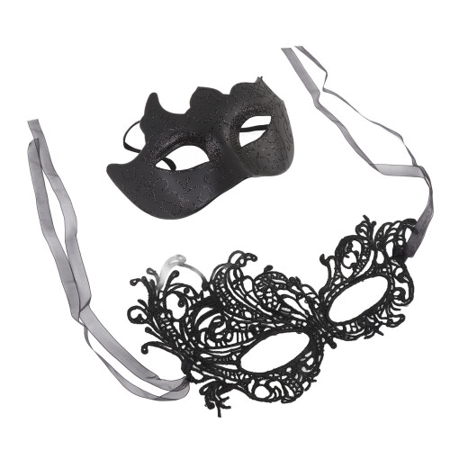 (Black) 2x Glitter Halfmasker Goud Voor Feest 1