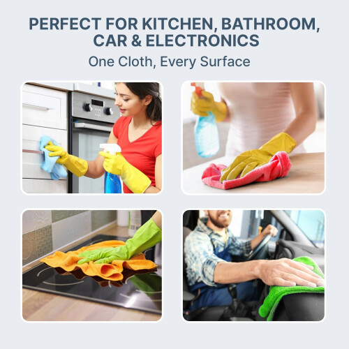 Microfibre Cleaning Cloths (Green,12 Pack) 2